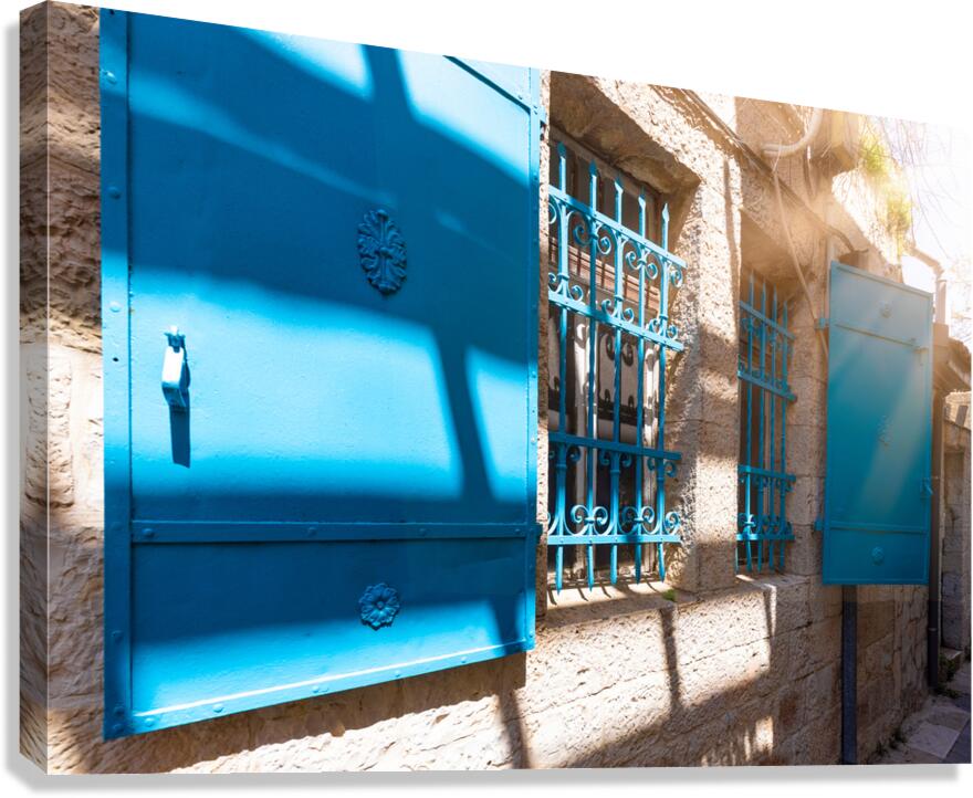 Israel Jerusalem old narrow streets of Nahlaot historic neighborhood with many small synagogues Canvas Print