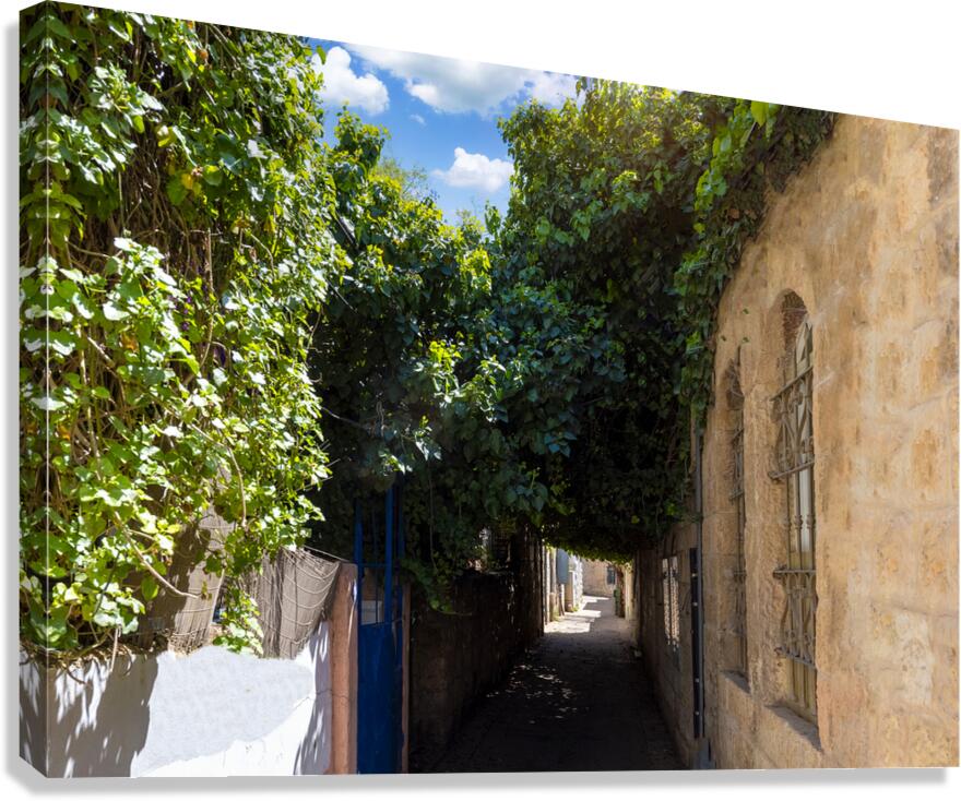 Israel Jerusalem old narrow streets of Nahlaot historic neighborhood with many small synagogues Canvas Print