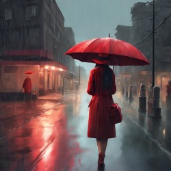 lady in  Red in Paris