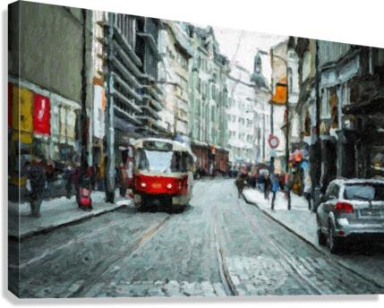 Cobblestone Tram Canvas Print