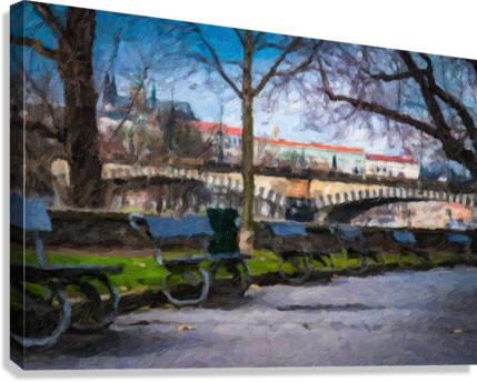 Park Bench Row Canvas Print