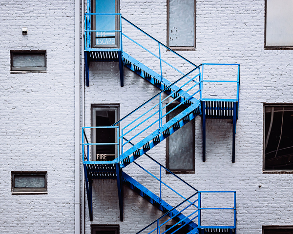 Blue Fire Escape Stairs Print