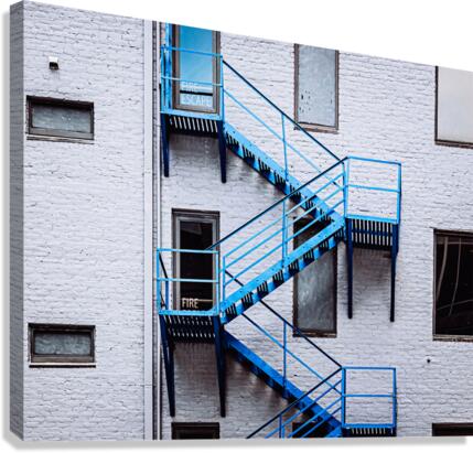 Blue Fire Escape Stairs Canvas Print
