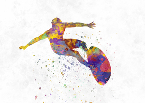 Surfer-surfing-kite surfing