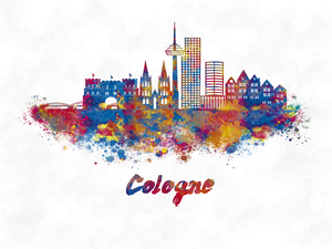  Cologne skyline in watercolor