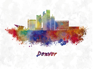  Denver skyline in watercolor