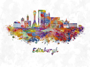  edinburgh skyline in watercolor