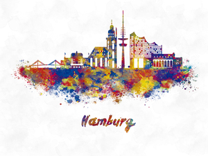 hamburg skyline in watercolor