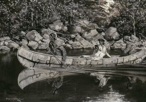 3071  Frederic Remington Paddling the Wounded Bri