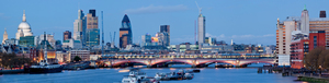 Panorama of St. Paul Cathedral and Skylines From Waterloo Bridge along River Thames in London England United Kingdom