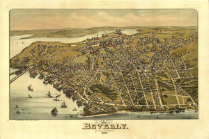 3927 Pictorial Antique Map Beverly Massachusetts.