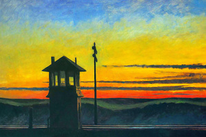 4383 Edward Hopper  puesta de sol en ferrocarril.