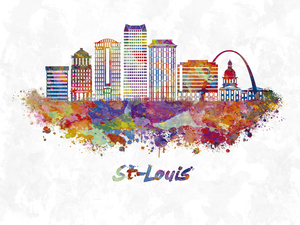  st louis skyline in watercolor