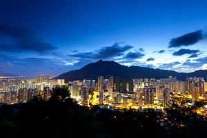  hong kong apartment blocks at night