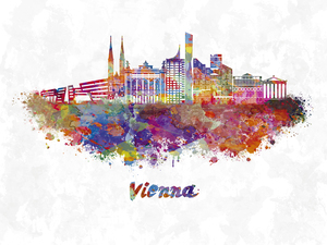  Vienna skyline in watercolor