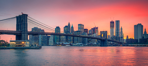 brooklyn bridge and manhattan at dusk