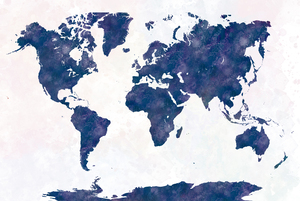 World map with high definition watercolor background
