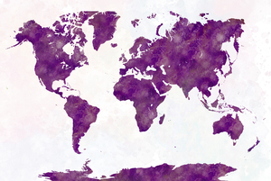 World map with high definition watercolor background