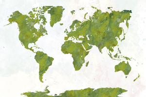 World map with high definition watercolor background