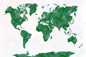 World map with high definition watercolor background