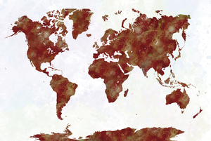 World map with high definition watercolor background
