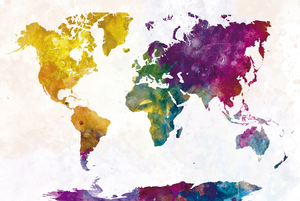 World map with high definition watercolor background