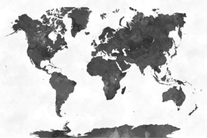 World map with high definition watercolor background