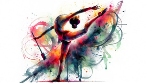 38 Rhythmic gymnastics exercise in watercolor oly