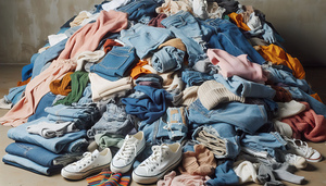 20 A pile of old used clothing and textiles. Fast