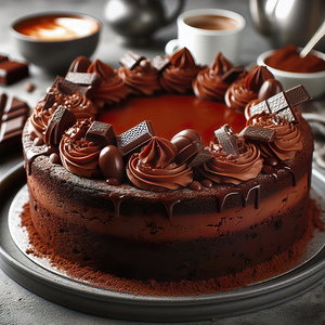 228 Chocolate cake with red berries and fruitscho