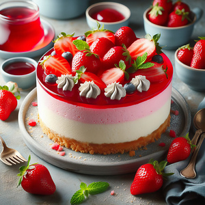 237 Strawberry and cream cake with red berries an