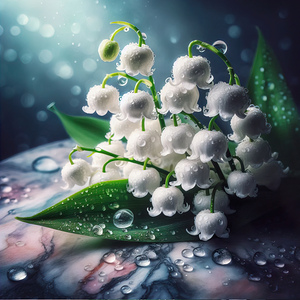 253 Lily of the Valley flowers with water droplet