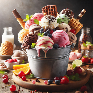 433 Ice cream bucket various ice creams strawberr