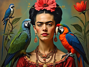17 frida kahlo con loros