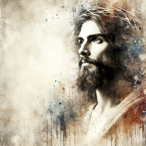 32 Portrait of Jesus Christ on abstract grunge ba