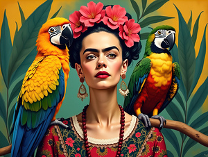 18 frida kahlo con loros