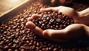 398 Coffee beans freshly roasted coffee steaming