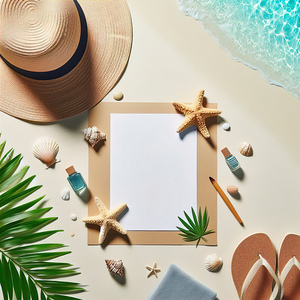 360 Blank paper for text on the white sand of the