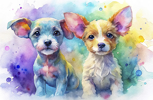 15 perros en acuarela