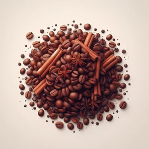 47 Coffee beans isolated top view white backgroun