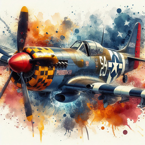 292 P 47 Thunderbolt at full speed watercolor spl