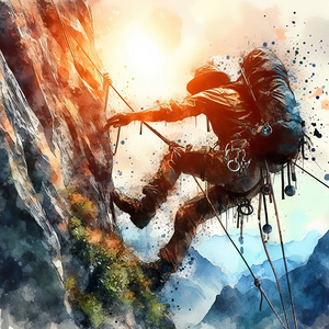 134 Climber in watercolor