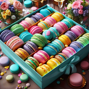 64 Assorted Colored Macaroons in Box