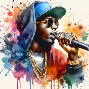 99 Hip hop watercolor splash well defined vibrant