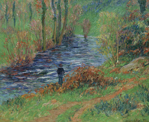 8618 Henry Moret Pecheur Au Bord De La Riviere.