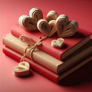 96 Heart Shaped Book Stack on Red