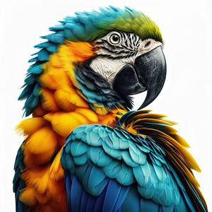 361 Macaw white background