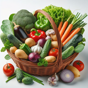 Basket with various fresh vegetables 8