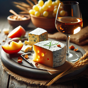 Cheese wine grapes on food composition in dark ke 1714826046.373