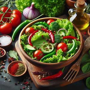 Healthy and natural onion tomato lettuce salad 10